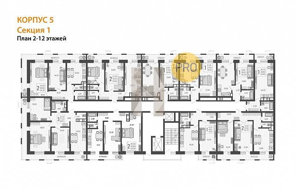 2-комн. квартира, 62.6 м², ЖК Небо (№133483)