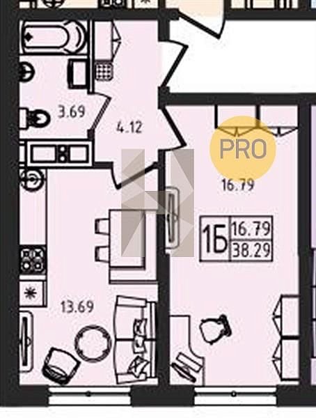 Продается 1-комн. квартира, 38.29 м², ЖК Мега Победа, 