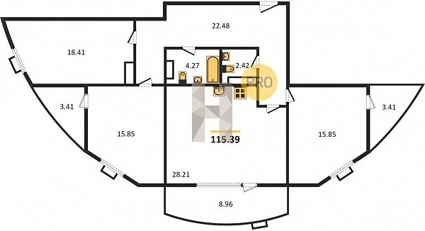 Продается 3-комн. квартира, 115.39 м², ЖК Фонтаны, 