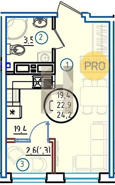 Продается Студия, 24.2 м², ЖК Первое Место, 