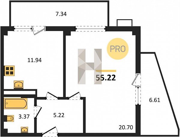 Продается 1-комн. квартира, 55.22 м², ЖК Режиссёр, 