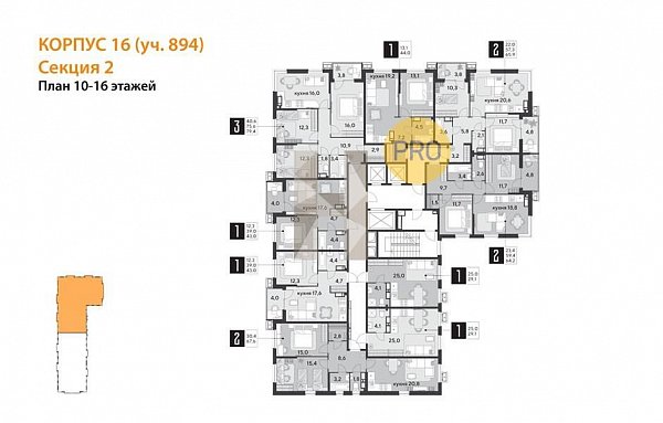 1-комн. квартира, 44 м², ЖК Парк Победы-2 (№133153)
