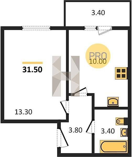 Продается 1-комн. квартира, 31.5 м², ЖК ДарГрад, 