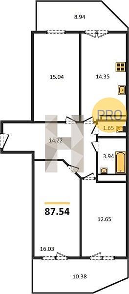 Продается 3-комн. квартира, 87.54 м², ЖК Россинский Парк, 
