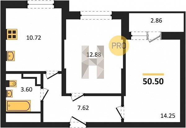 Продается 2-комн. квартира, 50.5 м², ЖК Смородина-2, 