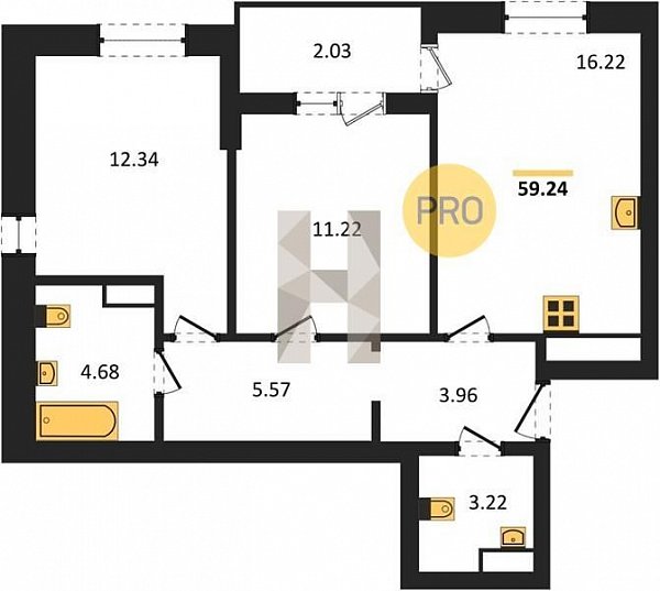 Продается 2-комн. квартира, 59.24 м², ЖК Белые Росы, 