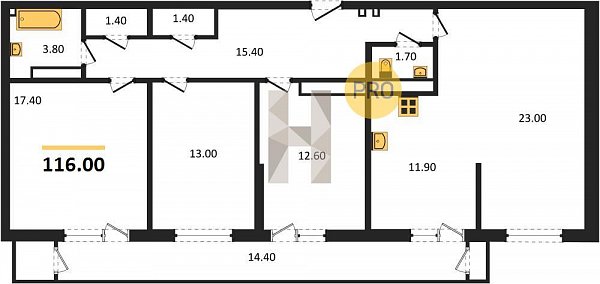 Продается 3-комн. квартира, 116 м², ЖК Рекорд-2, 