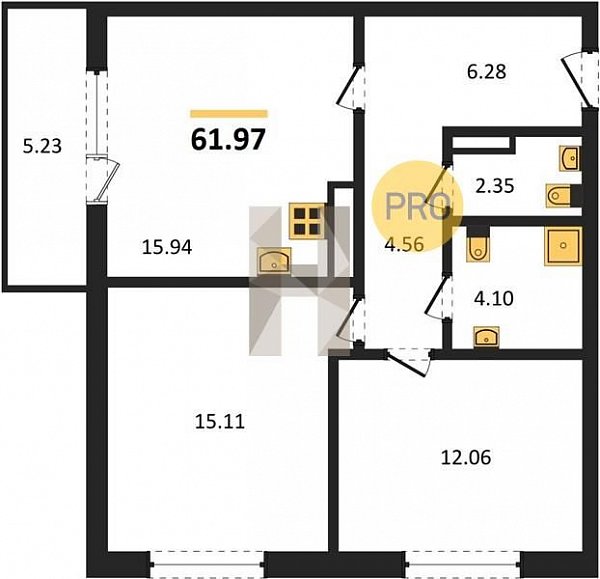 Продается 2-комн. квартира, 61.97 м², ЖК Теплые Края, 