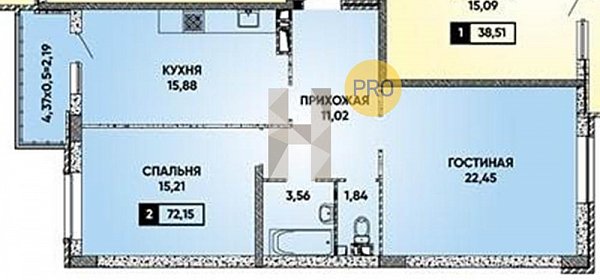 Продается 2-комн. квартира, 71.88 м², ЖК Достояние, 