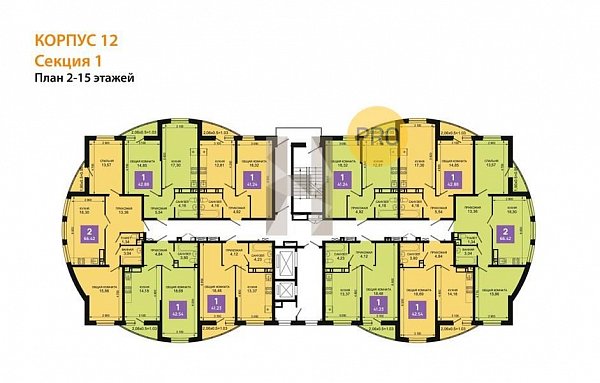 1-комн. квартира, 42.88 м², ЖК Лучший (№133472)