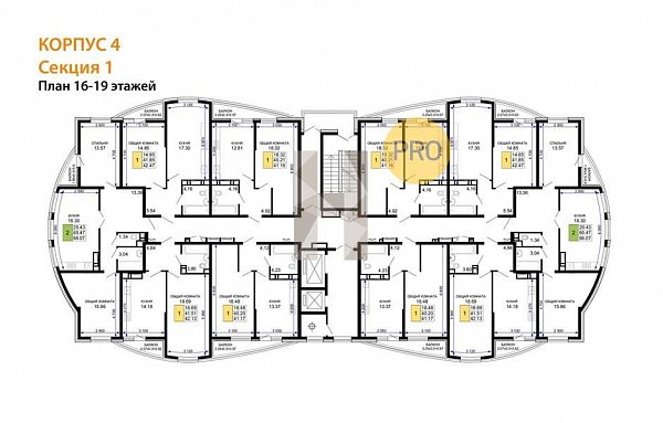 1-комн. квартира, 42.54 м², ЖК Лучший (№132412)
