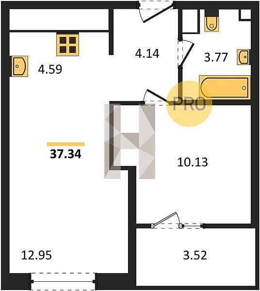 Продается 1-комн. квартира, 37.07 м², ЖК Патрики, 