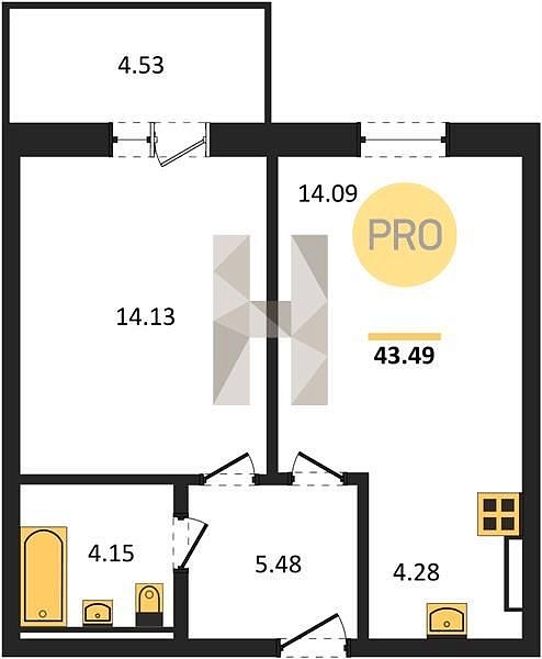 Продается 1-комн. квартира, 43.49 м², ЖК Вектор-2, 