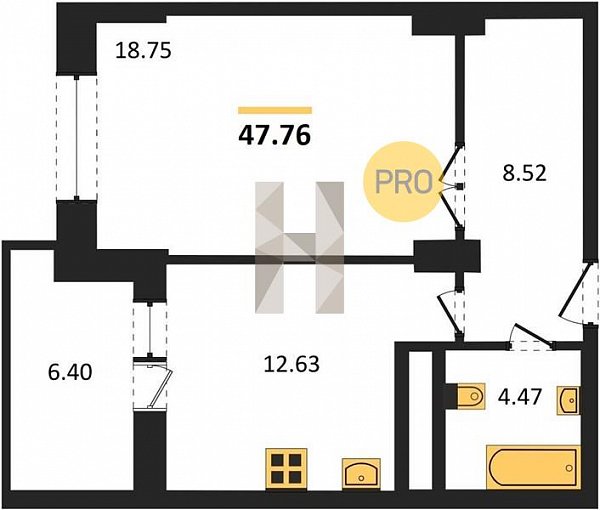 Продается 1-комн. квартира, 47.9 м², ЖК AVrorA, 