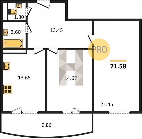 Продается 2-комн. квартира, 71.58 м², ЖК Радонеж, 