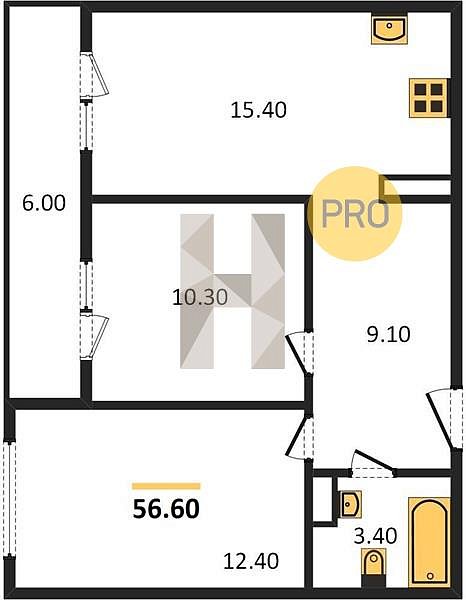 Продается 2-комн. квартира, 56.6 м², ЖК Самолет-4, 
