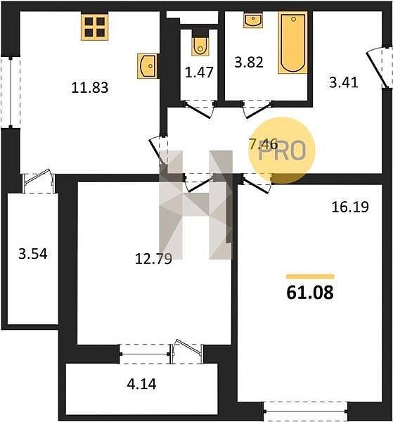 Продается 2-комн. квартира, 61.08 м², ЖК Левада, 