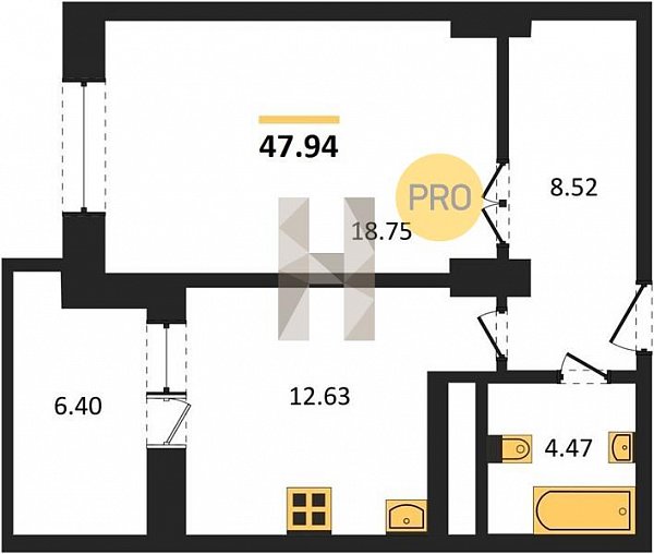 Продается 1-комн. квартира, 47.94 м², ЖК AVrorA, 