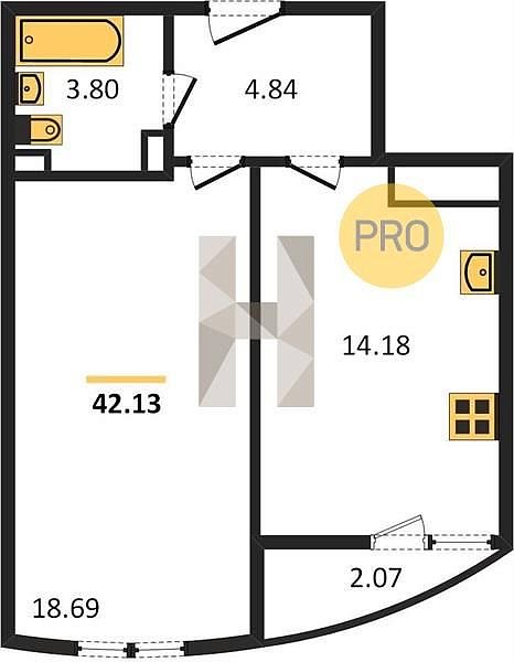 Продается 1-комн. квартира, 42.54 м², ЖК Лучший, 