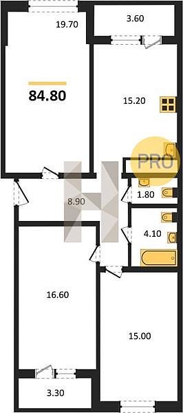 Продается 3-комн. квартира, 84.8 м², ЖК Все Свои, 
