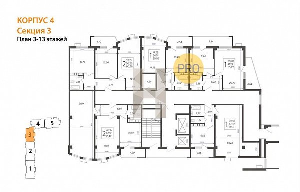 2-комн. квартира, 71.42 м², ЖК Режиссёр (№132919)
