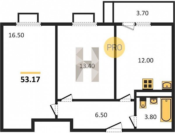 Продается 2-комн. квартира, 53.17 м², ЖК Южане, 
