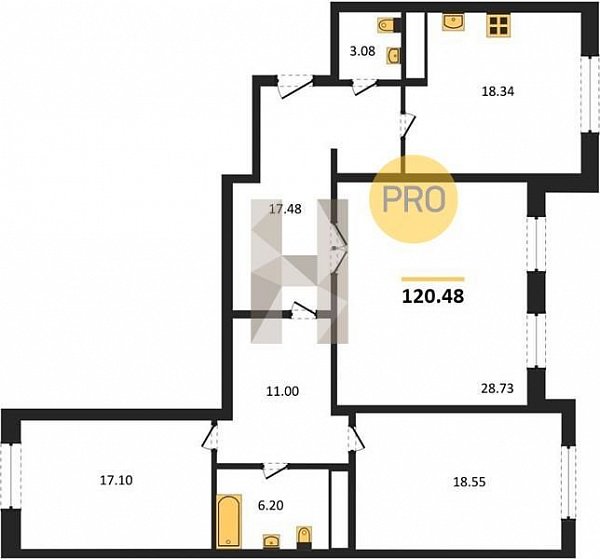 Продается 3-комн. квартира, 118.3 м², ЖК AVrorA, 
