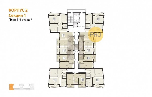 2-комн. квартира, 48.8 м², ЖК Огурцы (№132395)