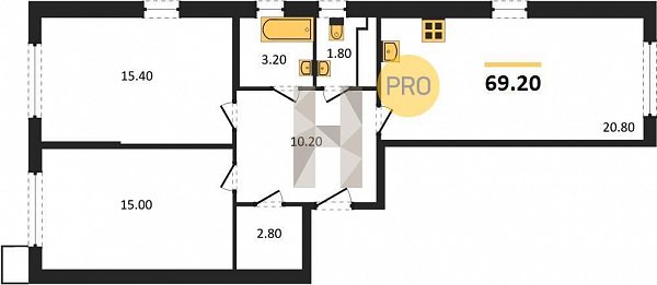 Продается 2-комн. квартира, 69.2 м², ЖК Парк Победы-2, 
