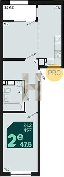 Продается 1-комн. квартира, 47.5 м², ЖК Первое Место, 