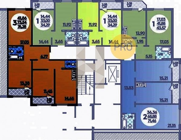 1-комн. квартира, 43.57 м², ЖК Молодежный-2 (№133236)
