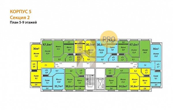 1-комн. квартира, 36.2 м², ЖК Европейский (№132961)