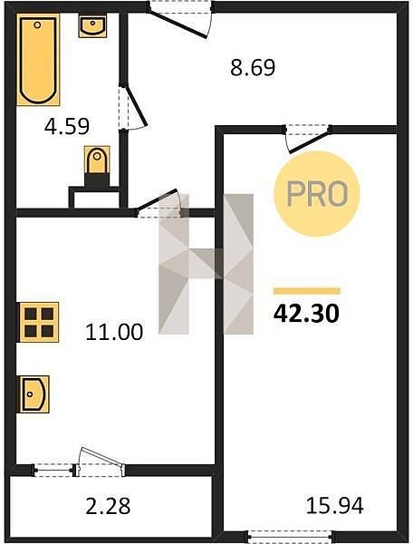Продается 1-комн. квартира, 42.3 м², ЖК Россинский Парк, 