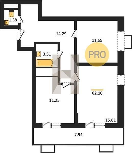 Продается 2-комн. квартира, 62.1 м², ЖК Родные просторы, 