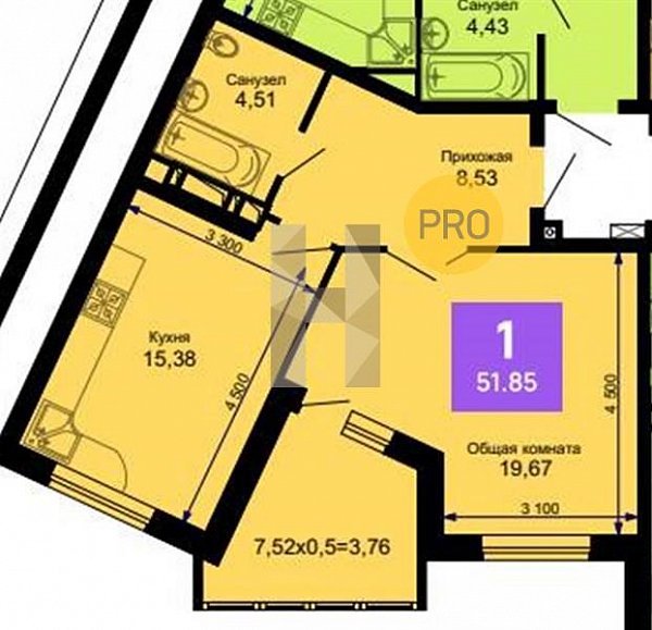 Продается 1-комн. квартира, 51.85 м², ЖК Лучший, 