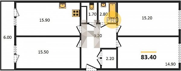 Продается 3-комн. квартира, 83.4 м², ЖК Самолет-5, 