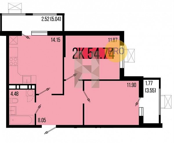 Продается 2-комн. квартира, 54.74 м², ЖК Цветной бульвар, 