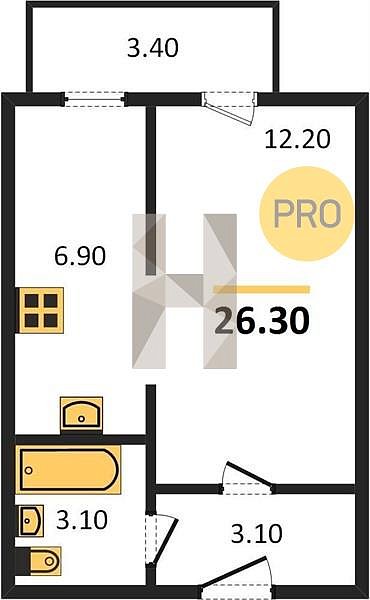 Продается Студия, 26.3 м², ЖК ДарГрад,