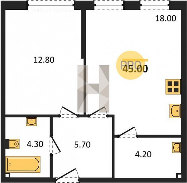 Продается 1-комн. квартира, 45 м², ЖК Догма Парк, 
