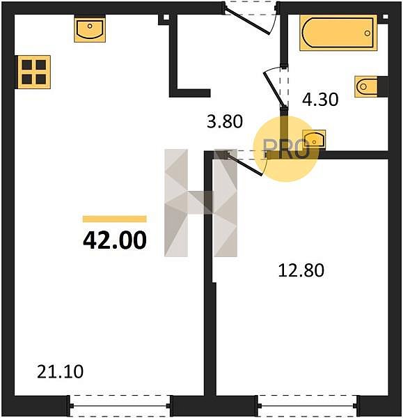 Продается 1-комн. квартира, 42 м², ЖК Догма Парк, 