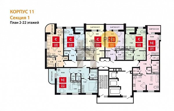1-комн. квартира, 55.55 м², ЖК Красная площадь Ромекс (№132067)