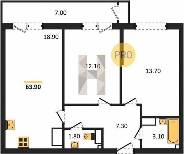 Продается 2-комн. квартира, 63.9 м², ЖК Рекорд-2, 