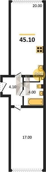 Продается 1-комн. квартира, 45.1 м², ЖК Самолет-6, 