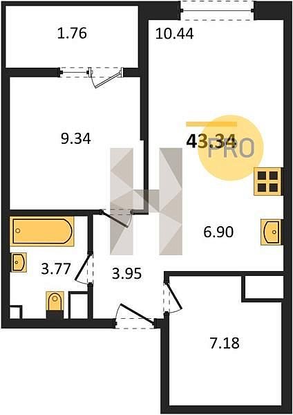 Продается 1-комн. квартира, 43.34 м², ЖК Патрики, 