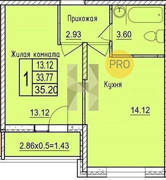 Продается 1-комн. квартира, 35.2 м², ЖК Друг-2, 