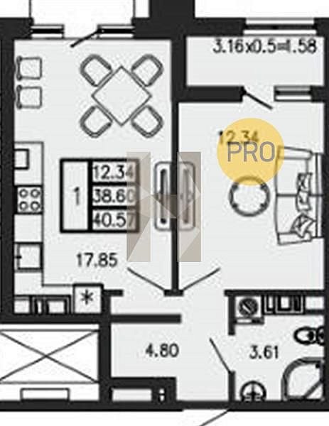 Продается 1-комн. квартира, 40.57 м², ЖК Суворов, 