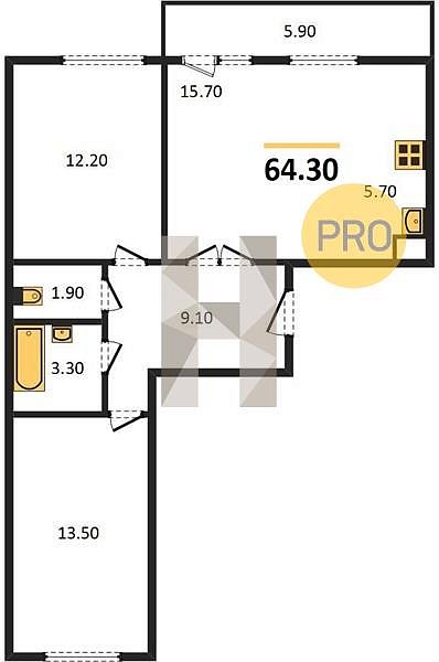 Продается 2-комн. квартира, 65.85 м², ЖК Ракурс, 