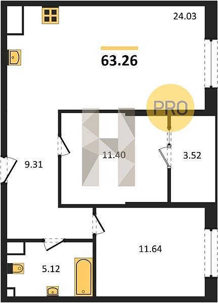 Продается 2-комн. квартира, 62.92 м², ЖК Патрики, 
