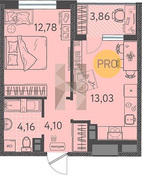 Продается 1-комн. квартира, 36 м², ЖК Друзья, 