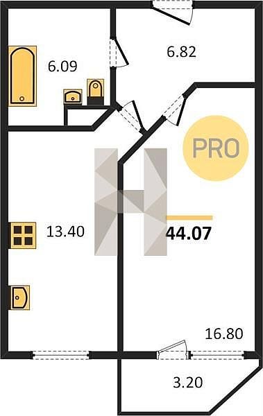 Продается 1-комн. квартира, 44.07 м², ЖК Россинский Парк, 